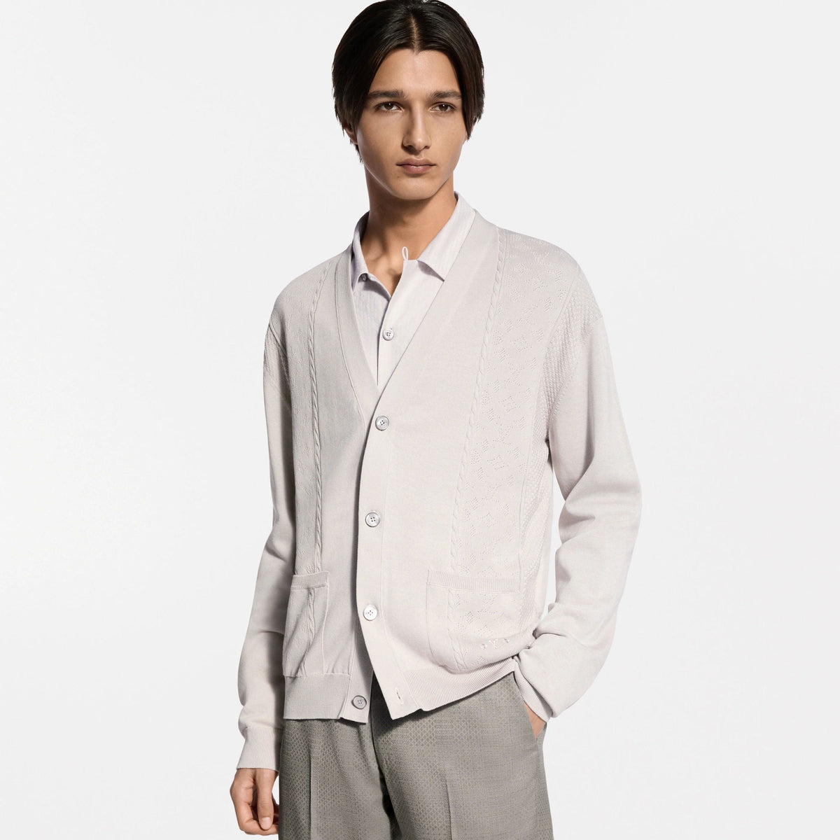 Men's Pointelle Cotton-Silk Cardigan