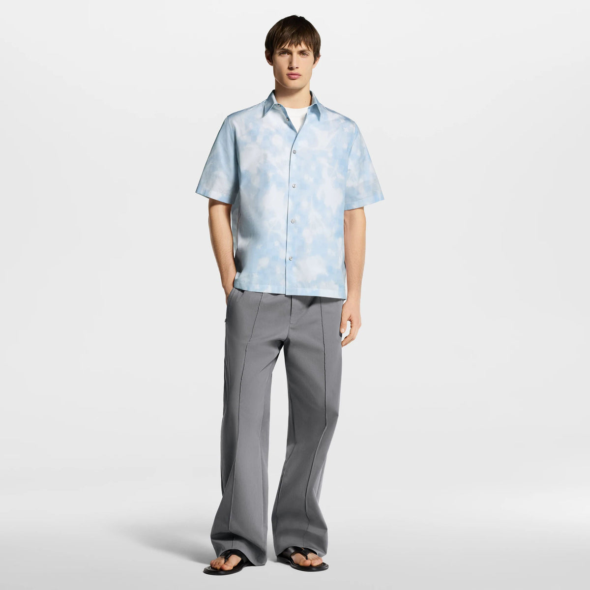Men's Printed Cotton Short-Sleeved Shirt