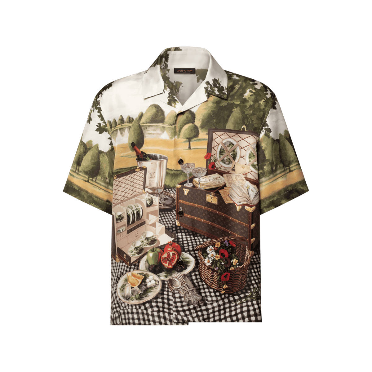Men's Printed Short-Sleeved Silk Shirt