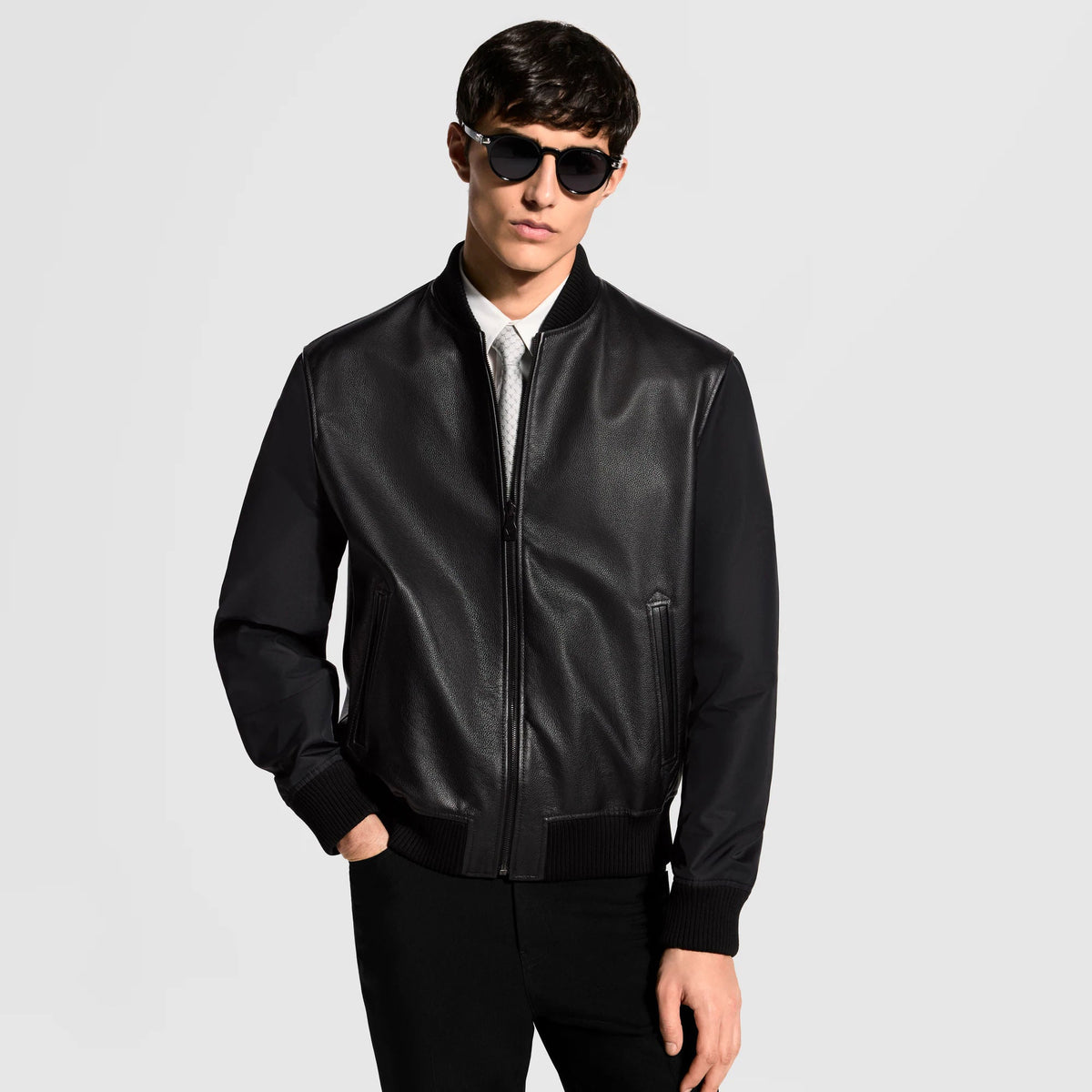 Men's Reversible Leather Nylon Jacket