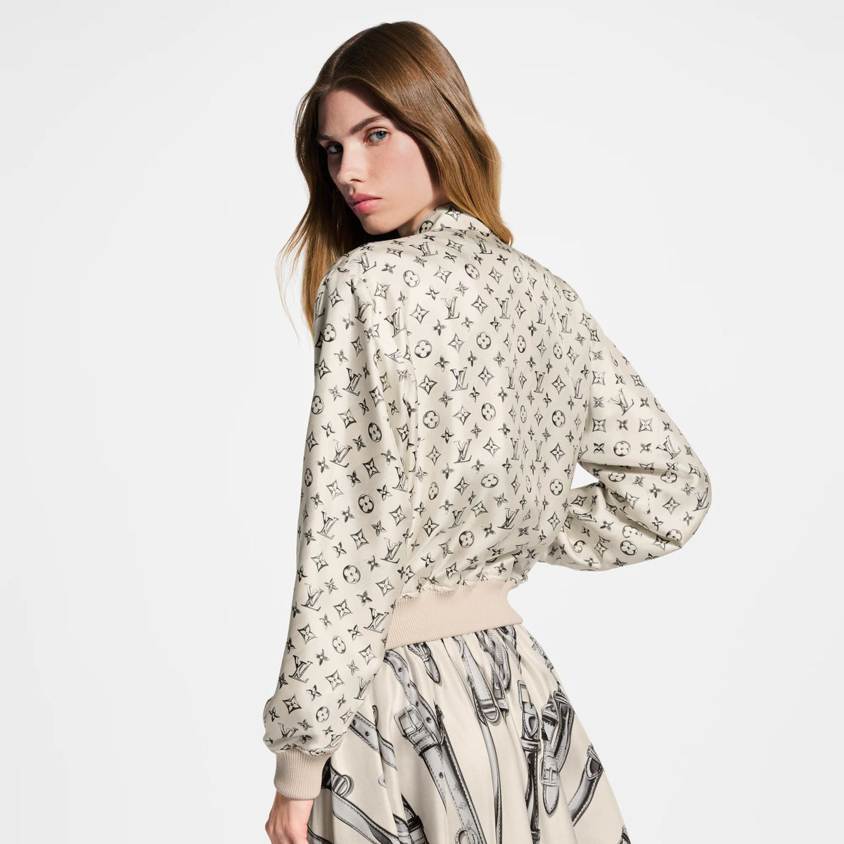 Women's Reversible Buckle Up Silk Bomber Jacket