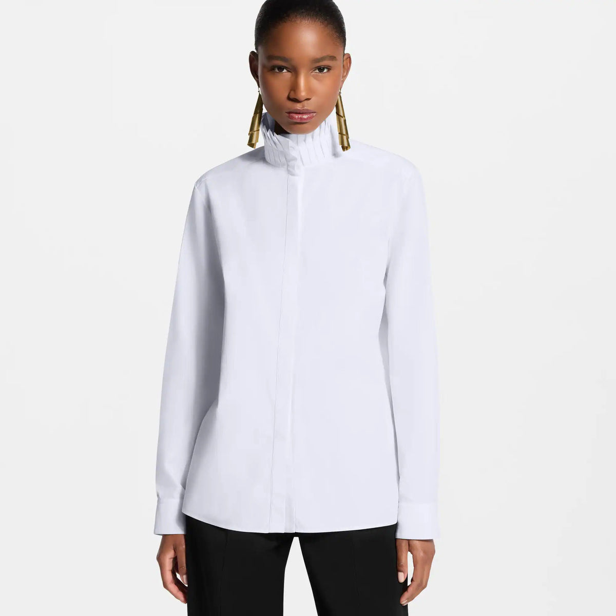 Women's Ruff Collar Poplin Shirt