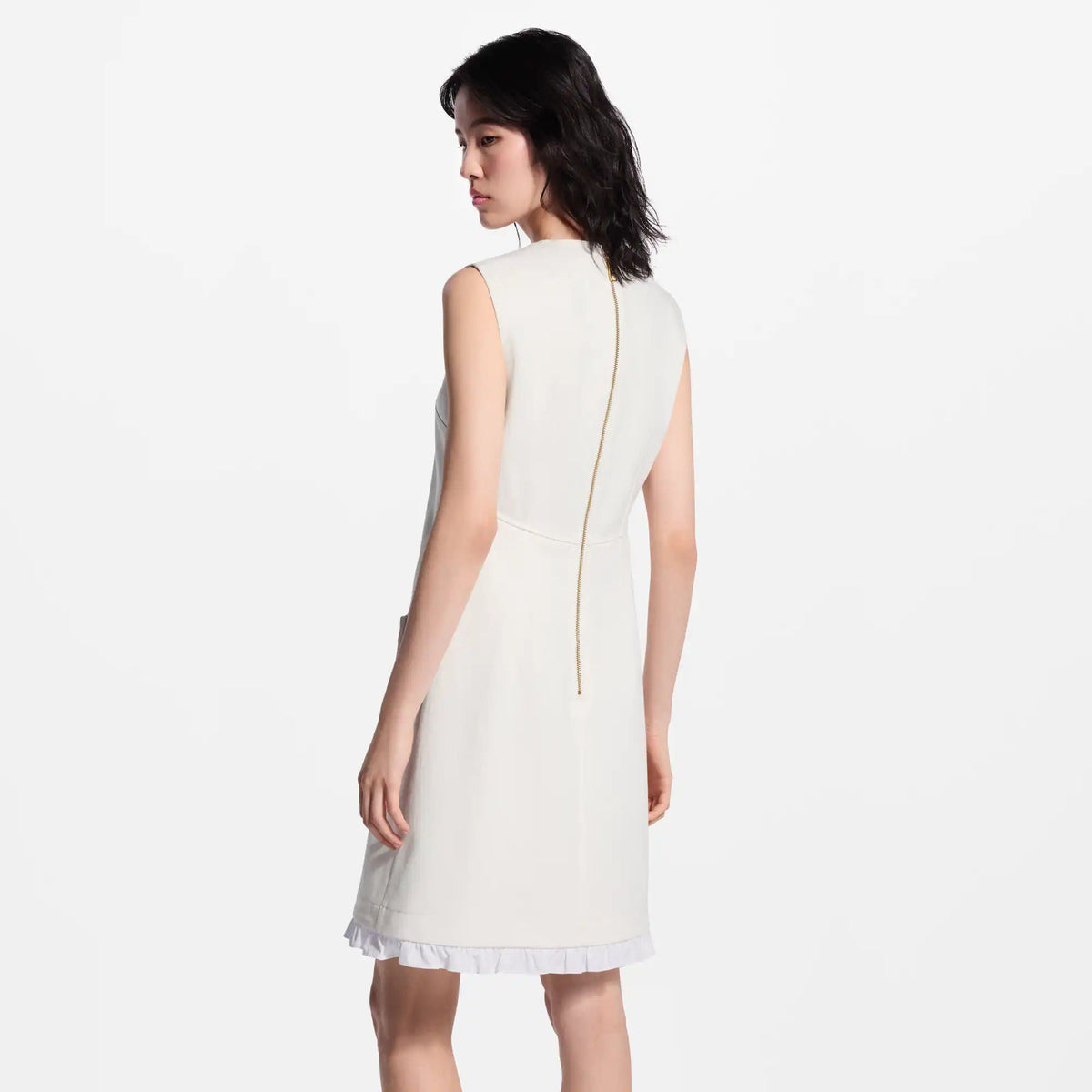 Women's Ruffle Trim Denim Dress