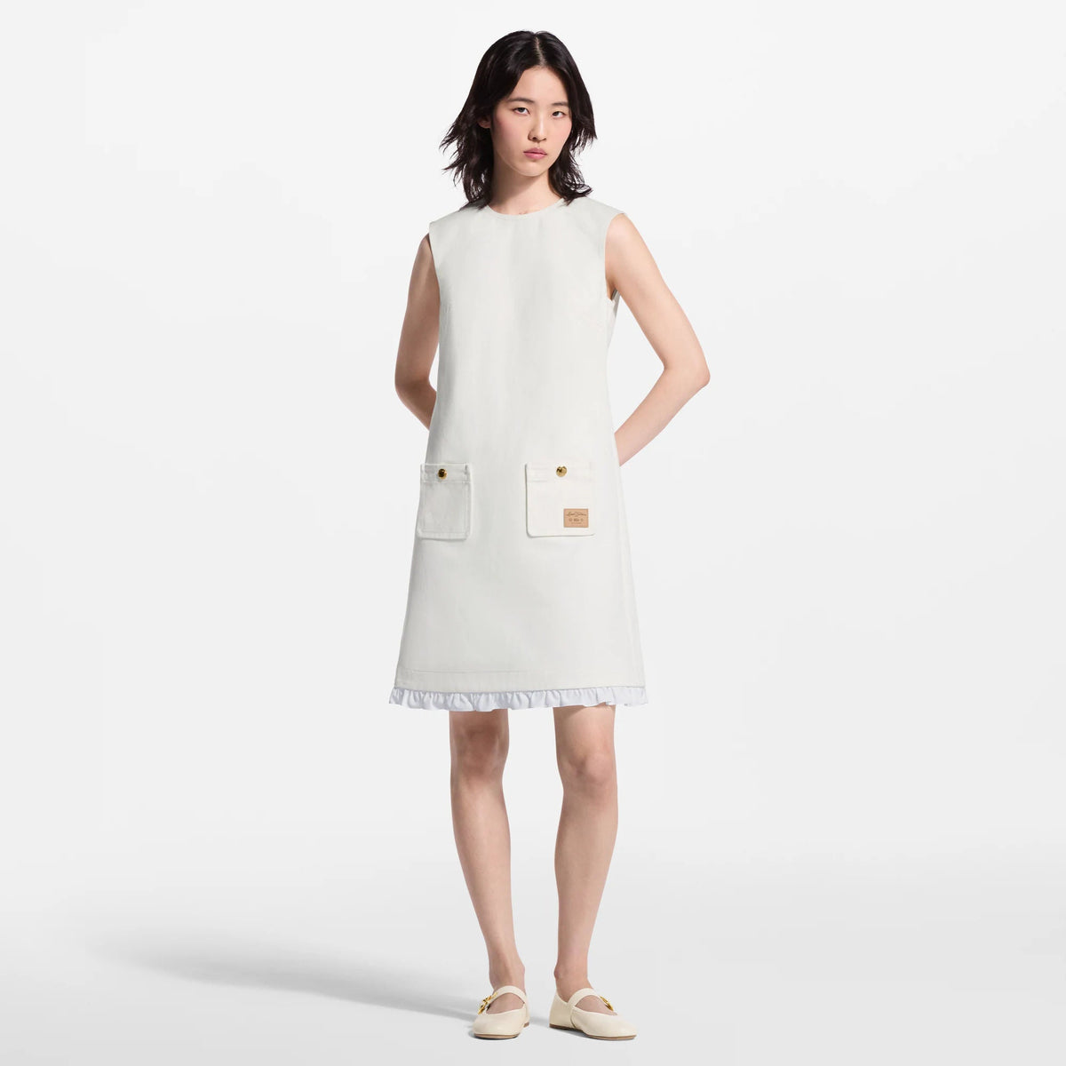 Women's Ruffle Trim Denim Dress