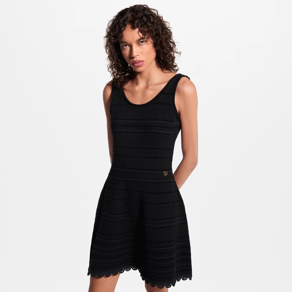 Women's Striped Knit Scoop Back Dress