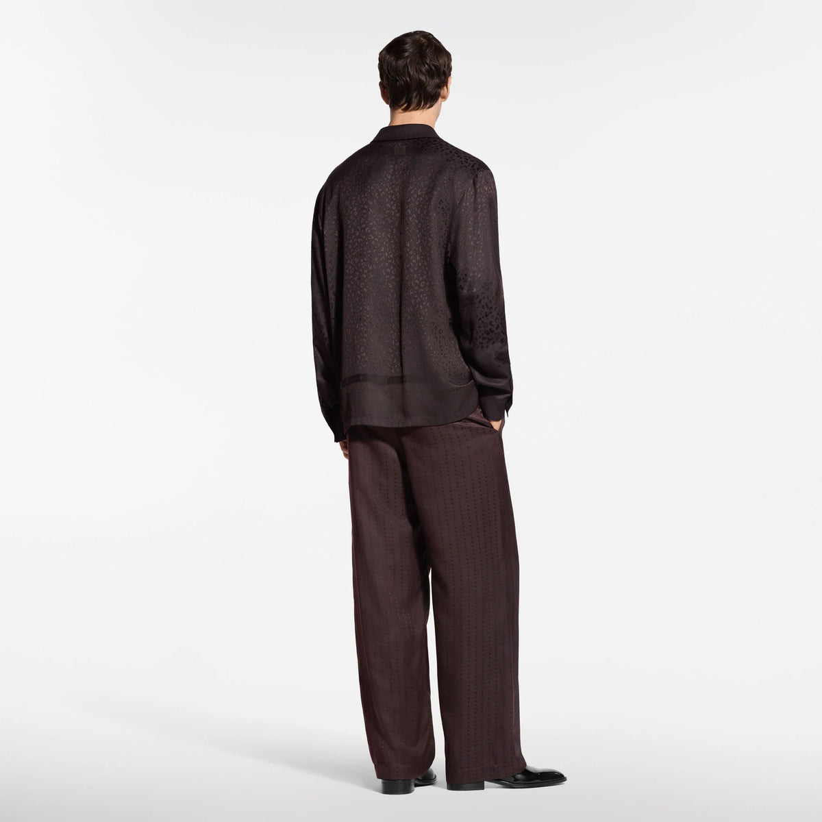 Men's Silk-Blend Scarf Jacquard Pajama Shirt