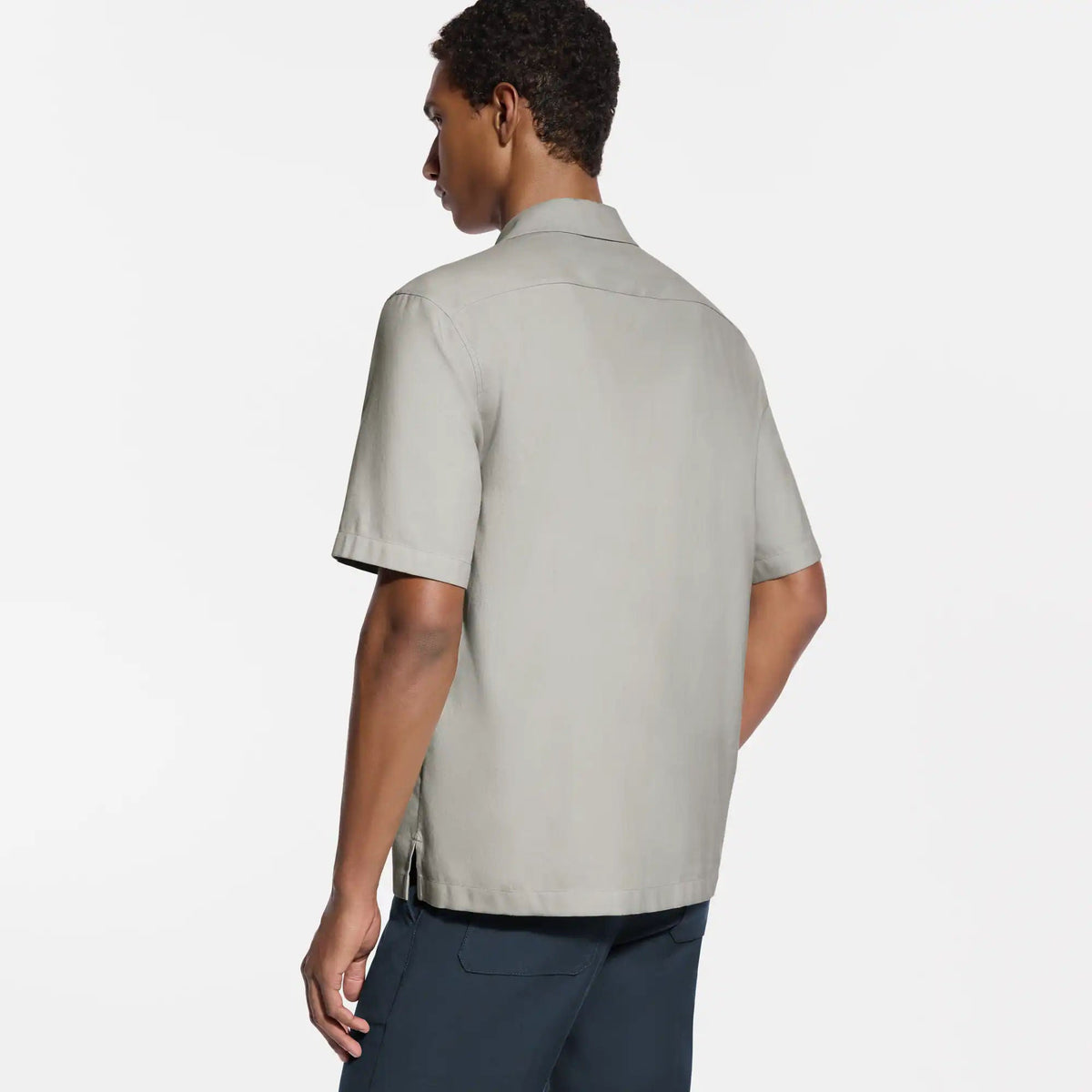 Men's Silk Cotton and Cashmere-Blend Open Collar Shirt