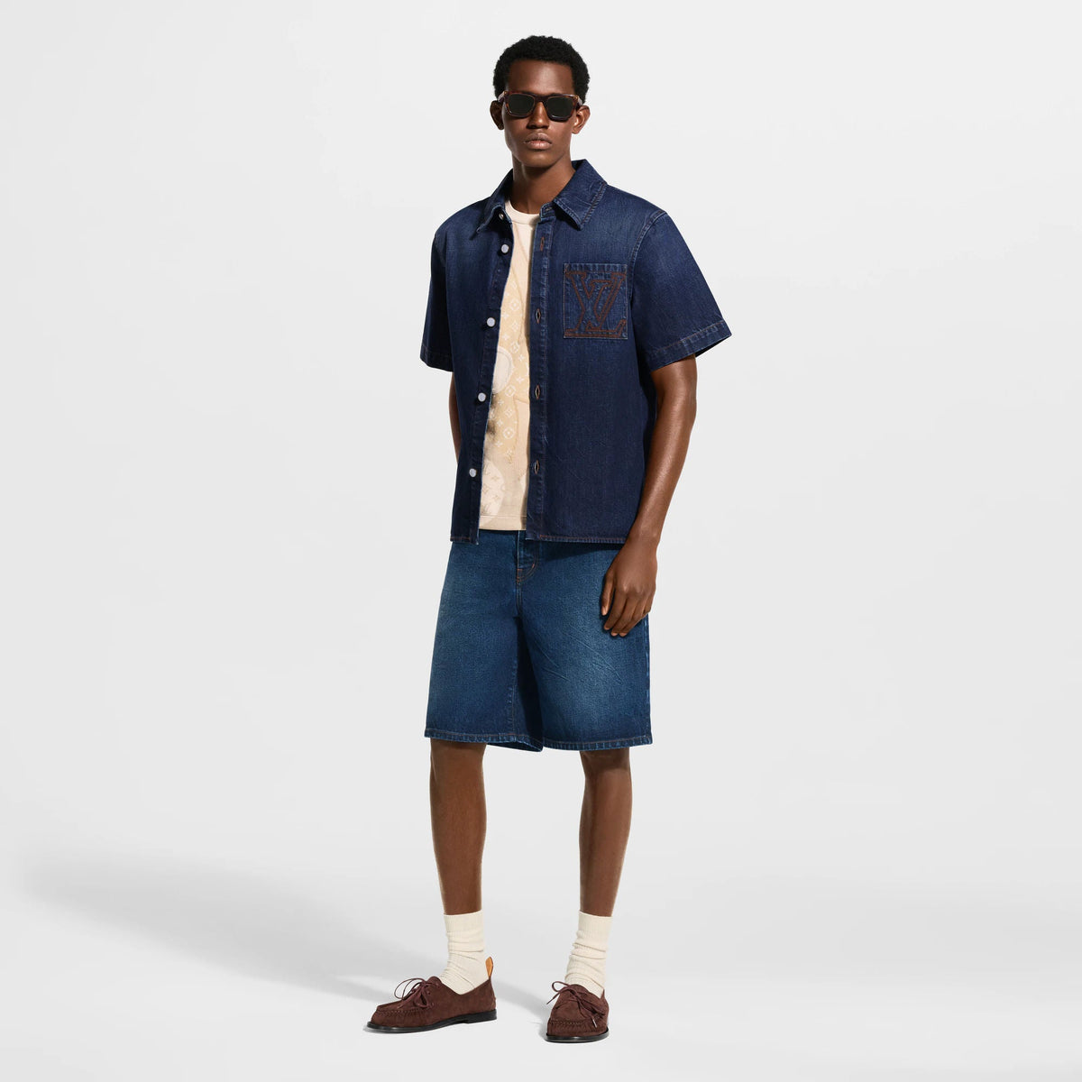 Men's Short-Sleeved Denim Shirt