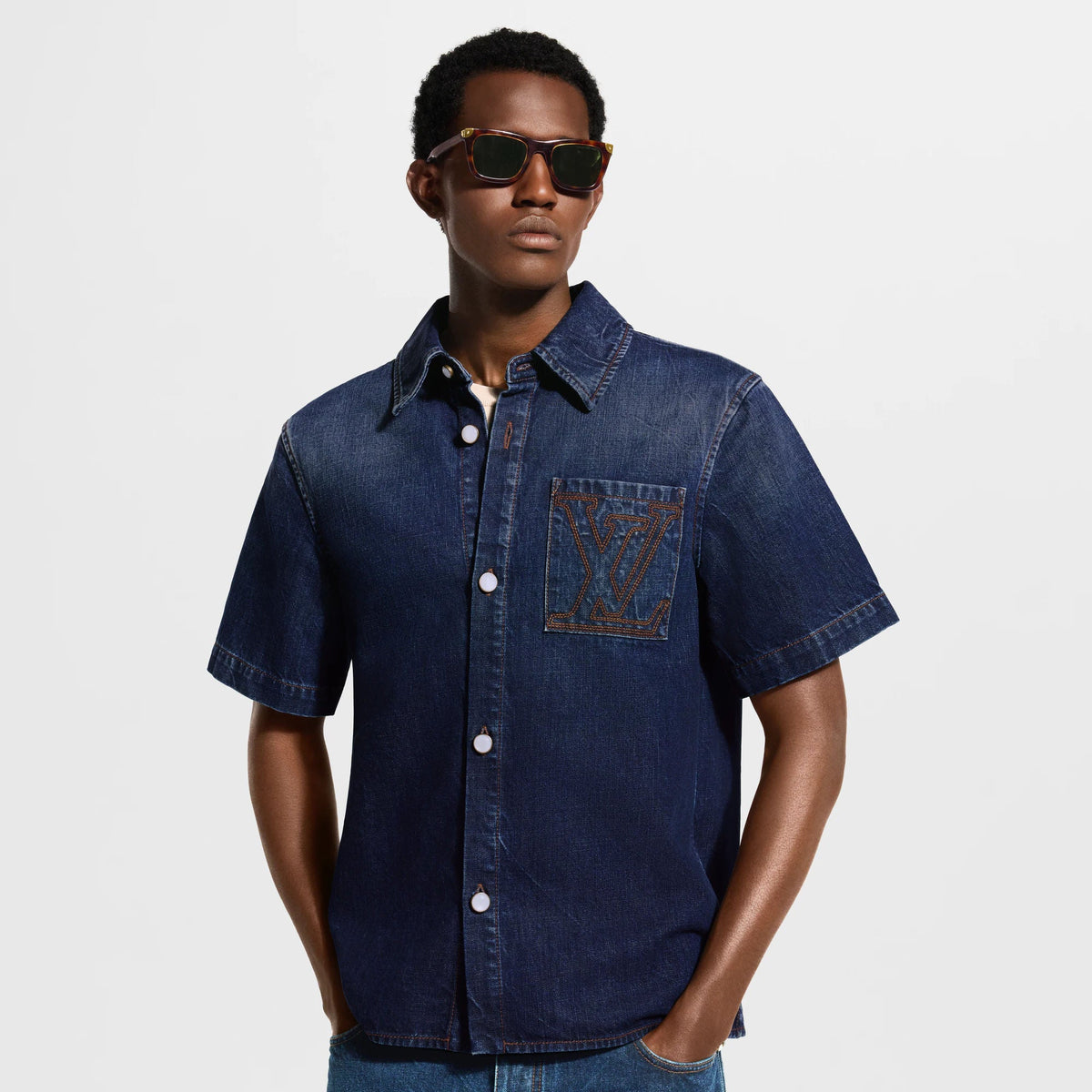 Men's Short-Sleeved Denim Shirt