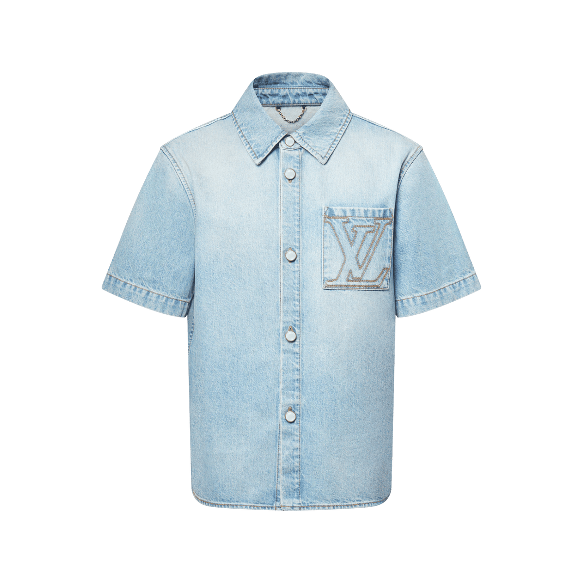 Men's Short-Sleeved Denim Shirt
