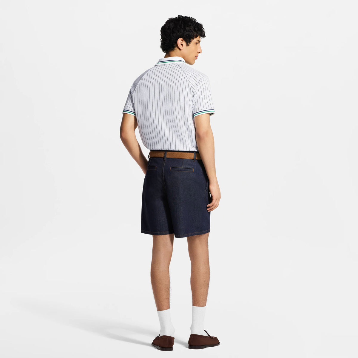 Men's Striped Jacquard Short-Sleeved Tennis Polo Shirt