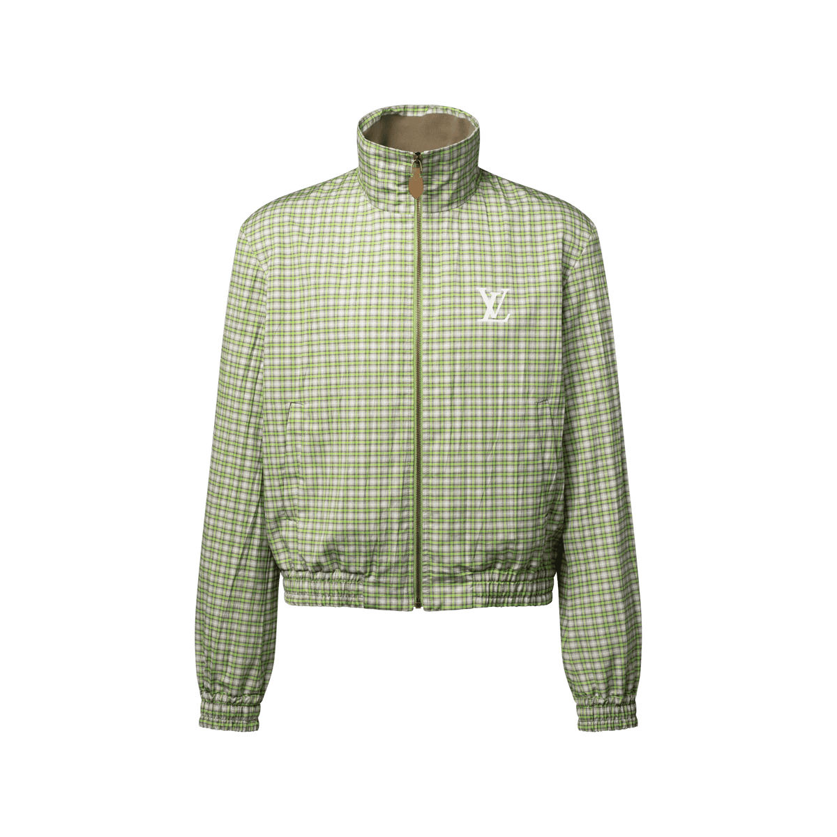Men's Signature-Printed Checkered Tracksuit Top