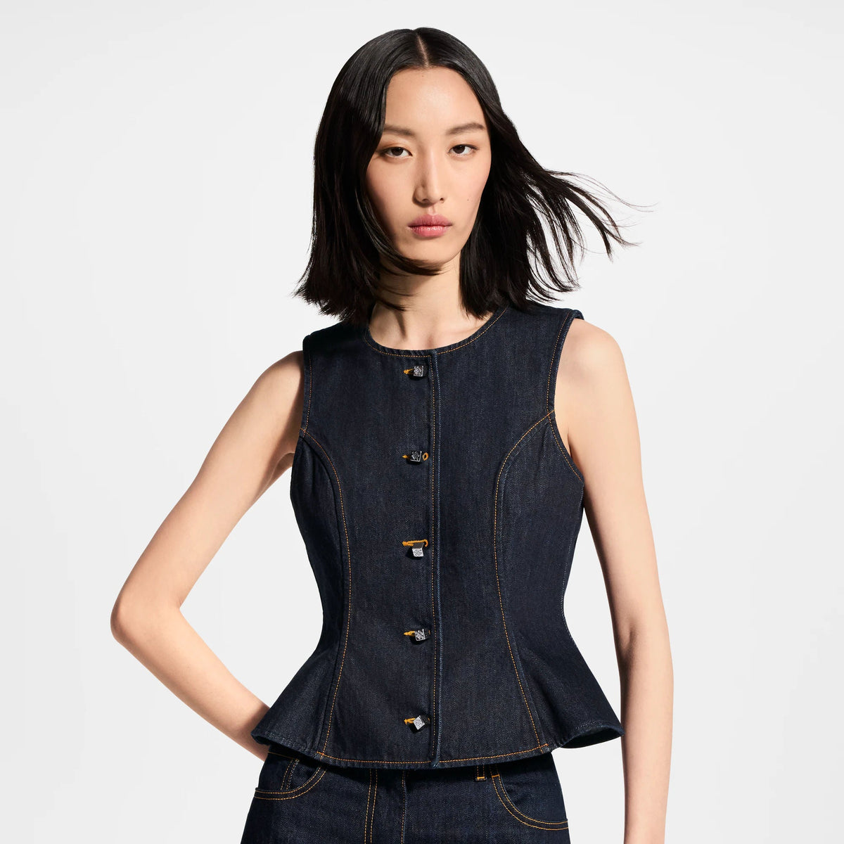 Women's Signature Button Indigo Denim Top