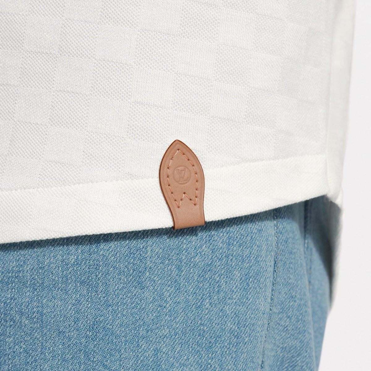 Men's Silk-Cotton Damier Pique Polo Shirt