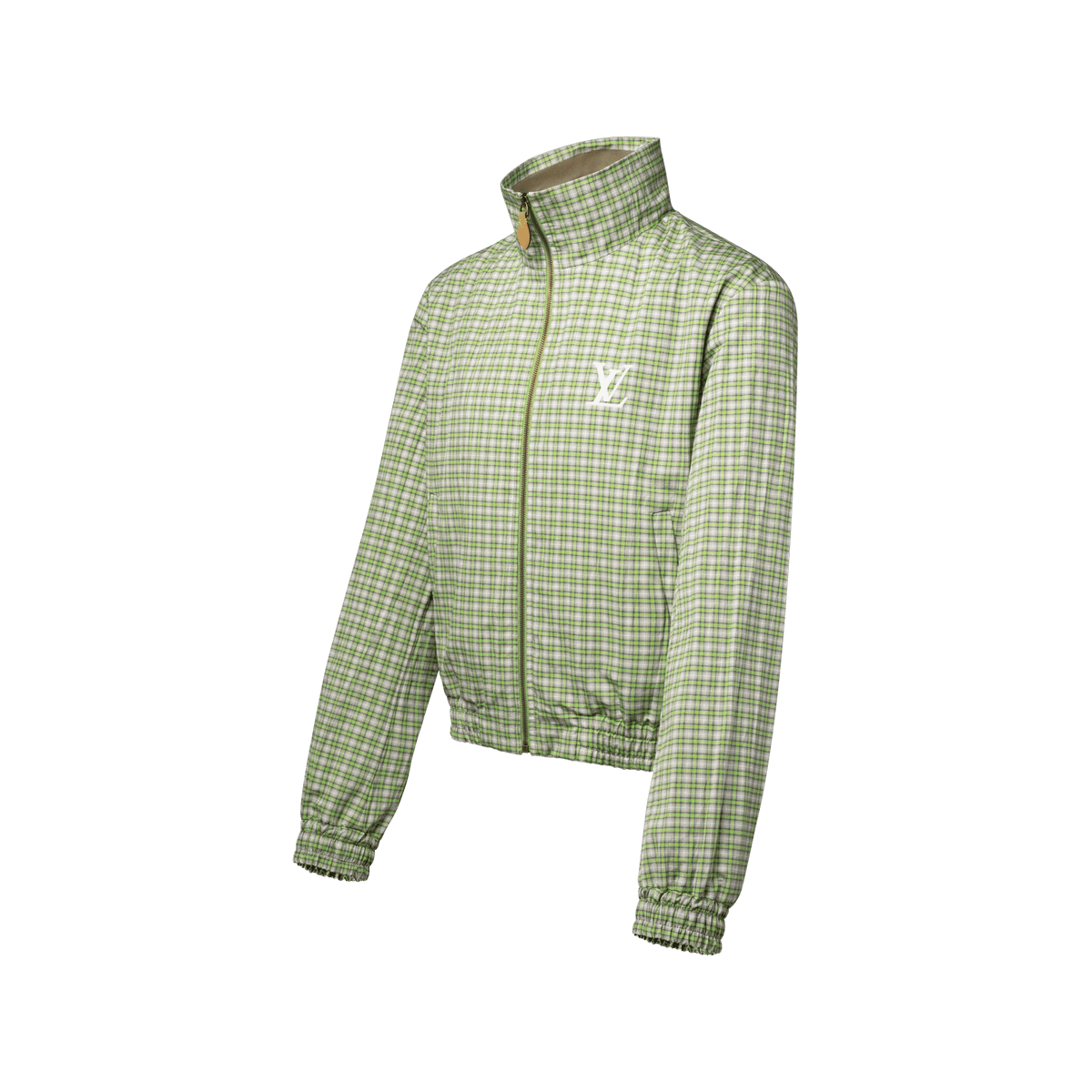 Men's Signature-Printed Checkered Tracksuit Top