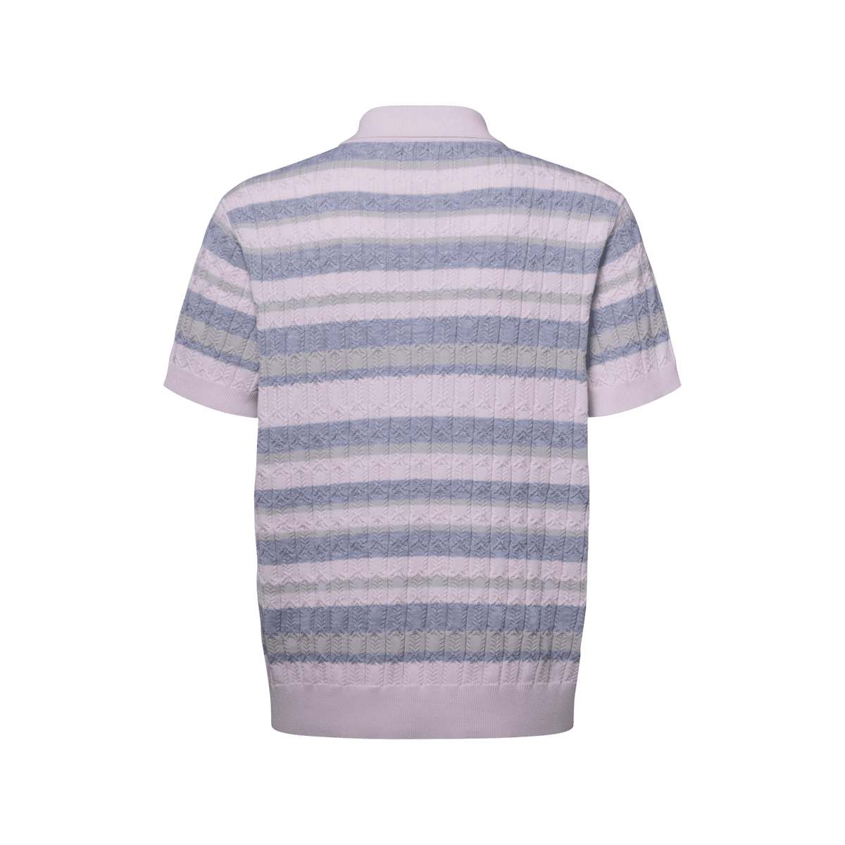 Men's Stripy Cable-Knit Polo Shirt
