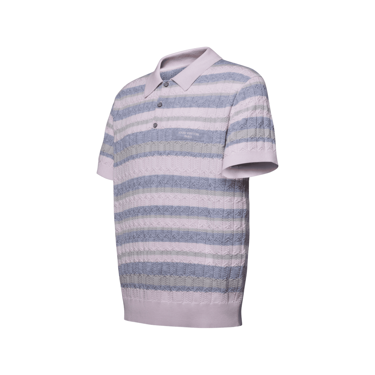 Men's Stripy Cable-Knit Polo Shirt