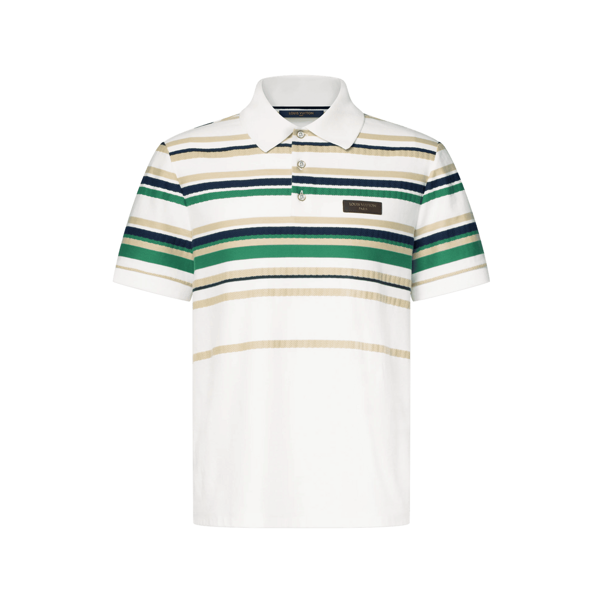Men's Striped Textured Short-Sleeved Polo Shirt