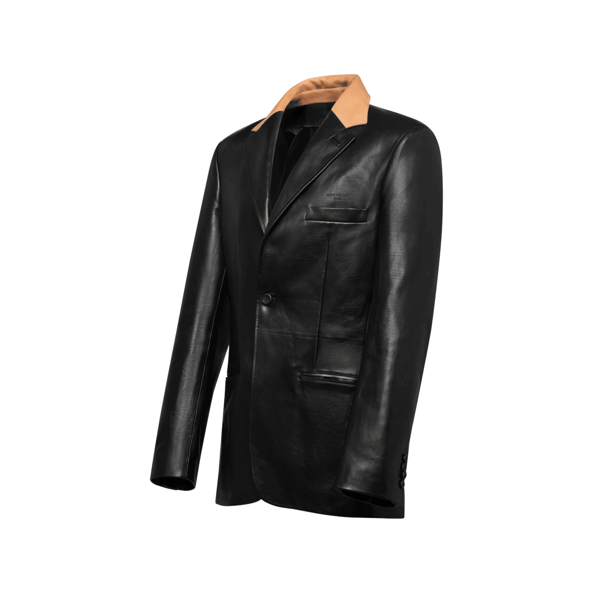 Men's Tailored Leather Jacket With Contrasting Collar