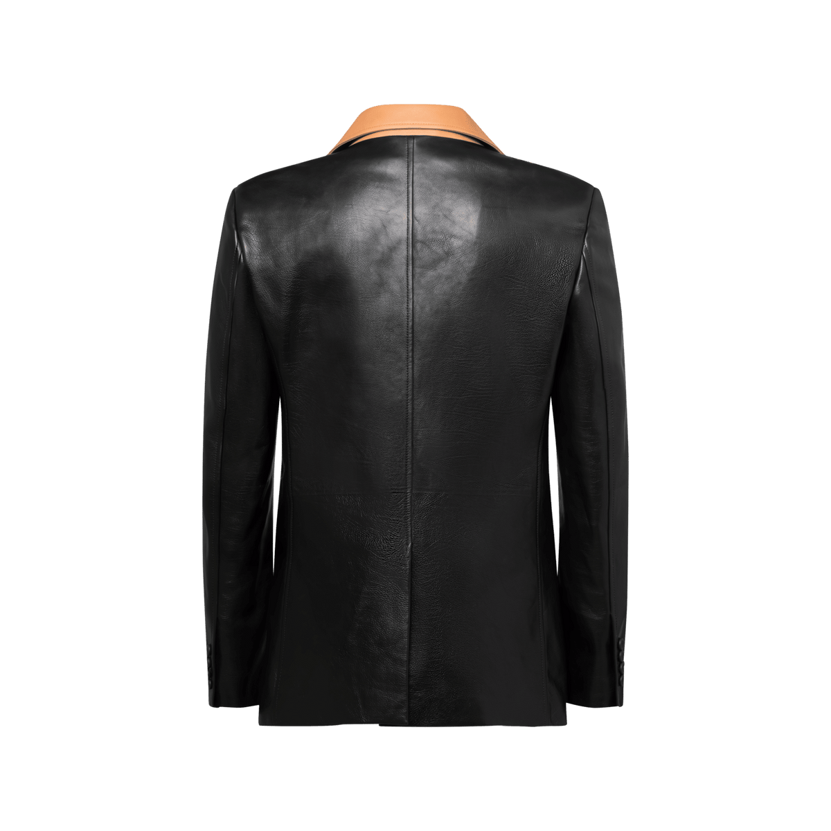 Men's Tailored Leather Jacket With Contrasting Collar