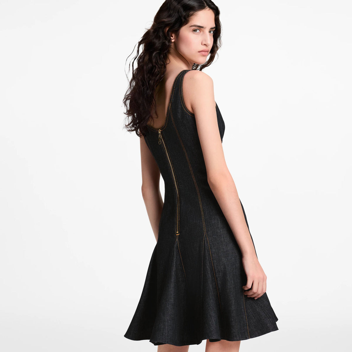 Women's Topstitched Denim Dress