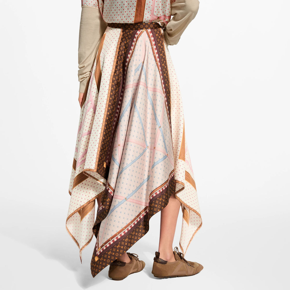 Women's Trunk Print Handkerchief Hem Skirt