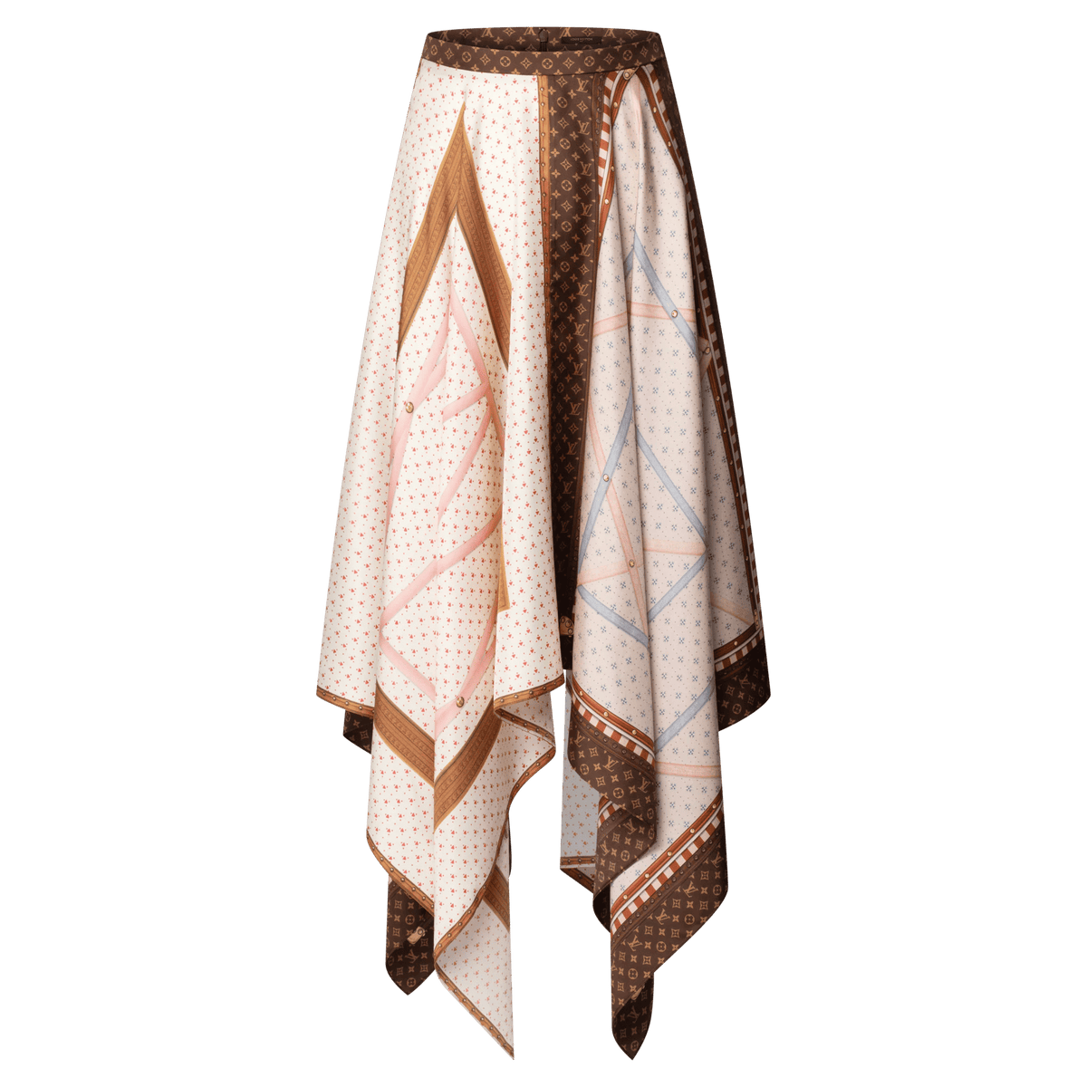 Women's Trunk Print Handkerchief Hem Skirt