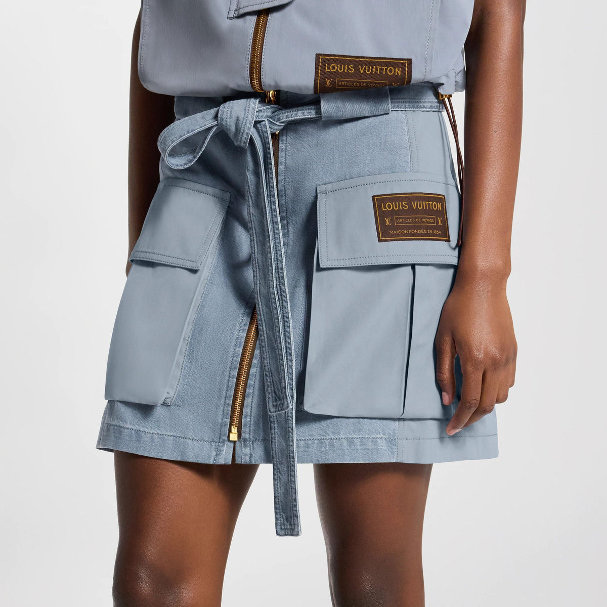 Women's Utility Pocket Washed Denim Skirt