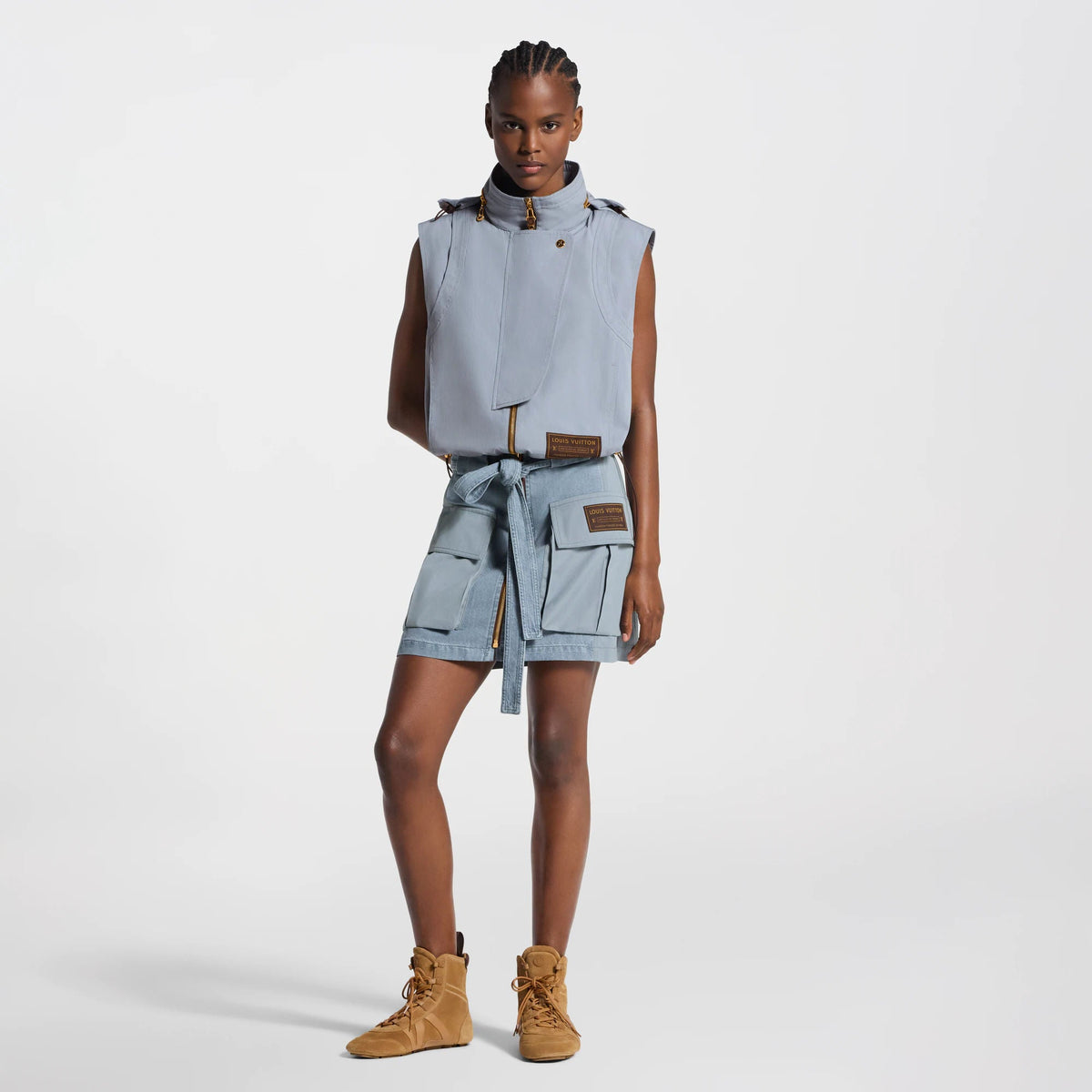Women's Utility Pocket Washed Denim Skirt
