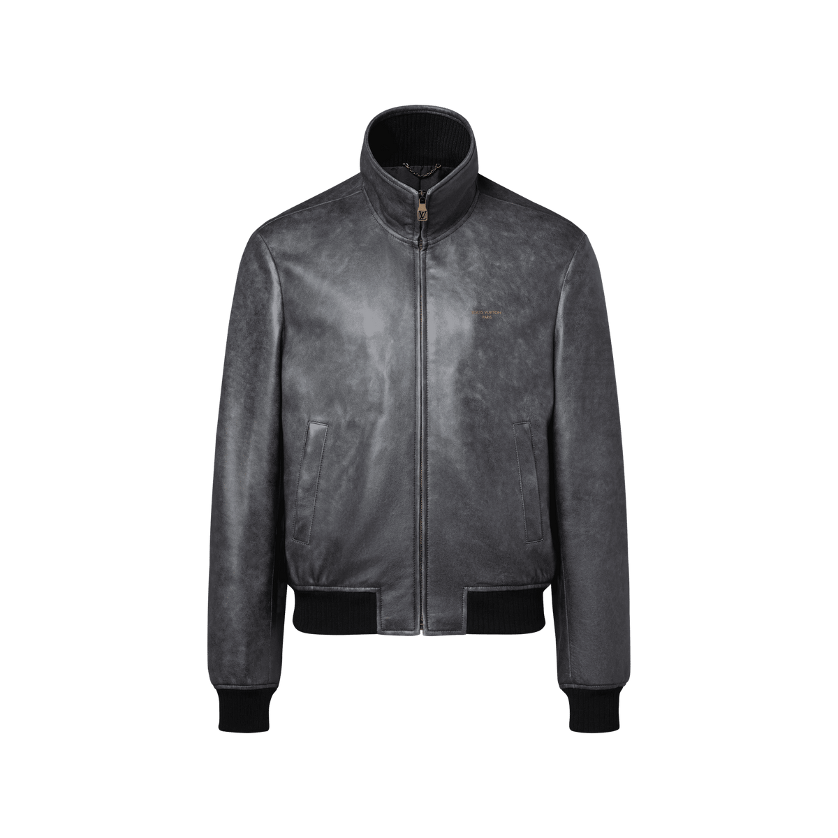 Men's Vintage Effect Leather Track Top