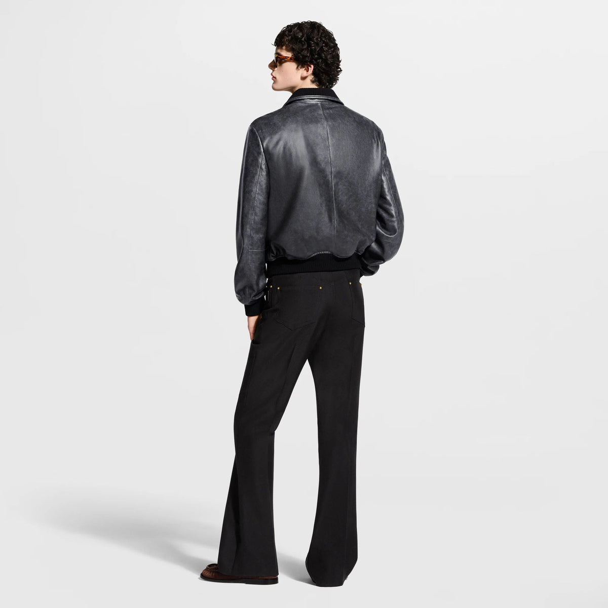 Men's Vintage Effect Leather Track Top