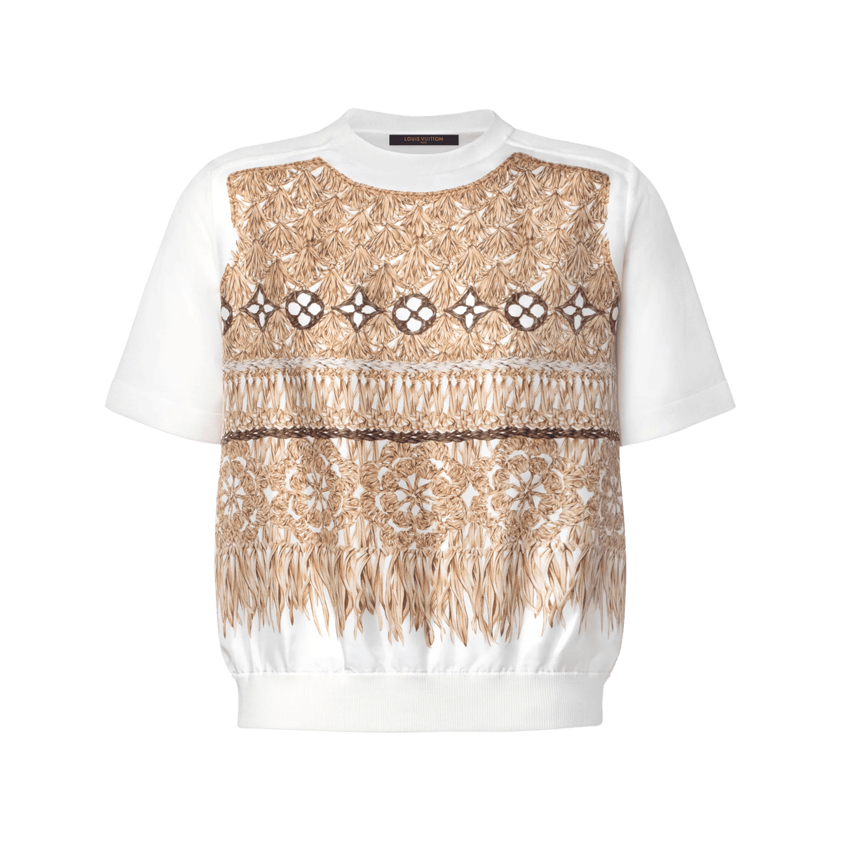 Women's Woven Print Front Knit Top