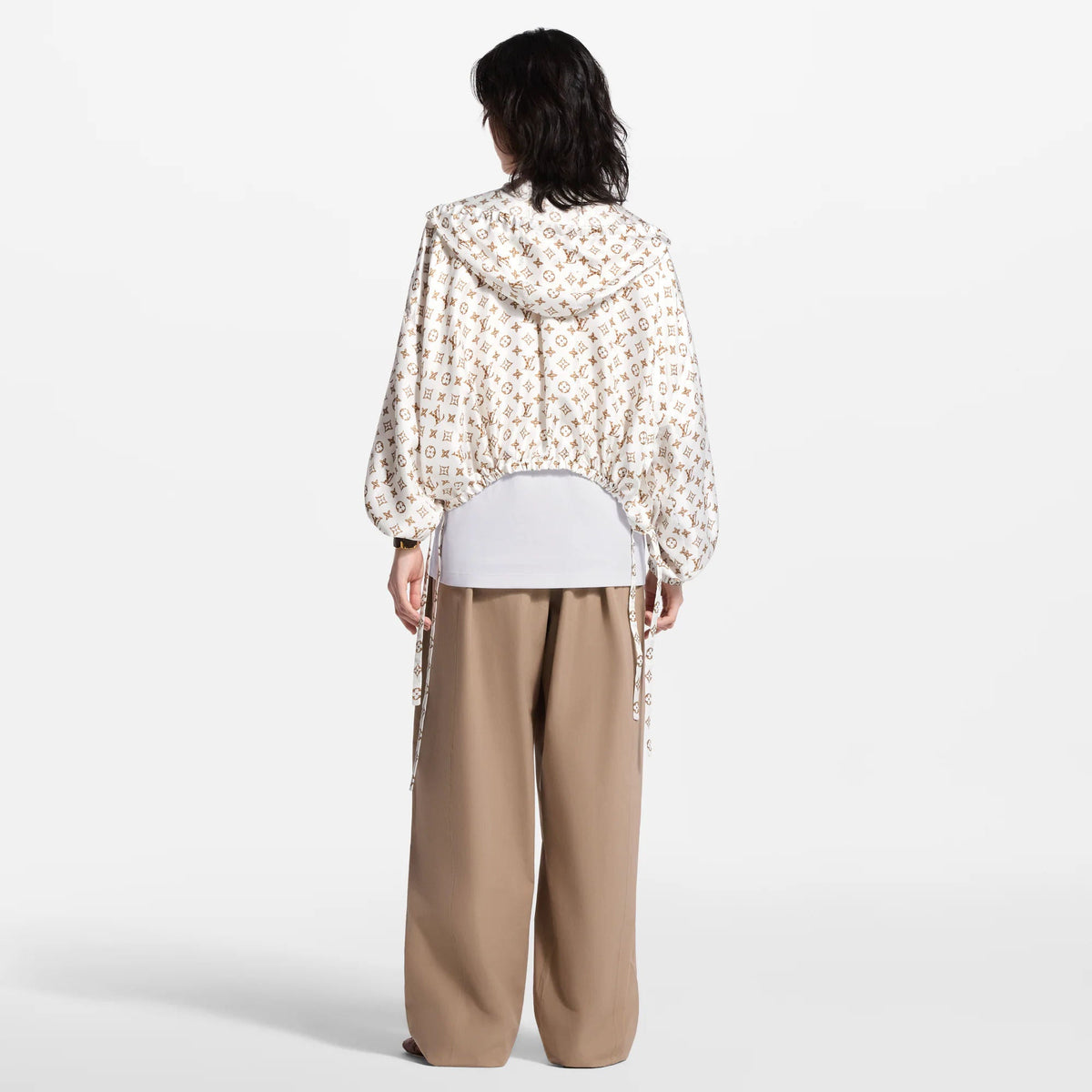 Women's Woven Monogram Print Drawstring Jacket