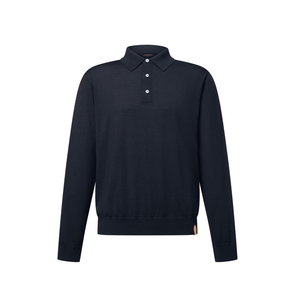 Men's Wool-Silk Blend Long-Sleeved Polo Shirt