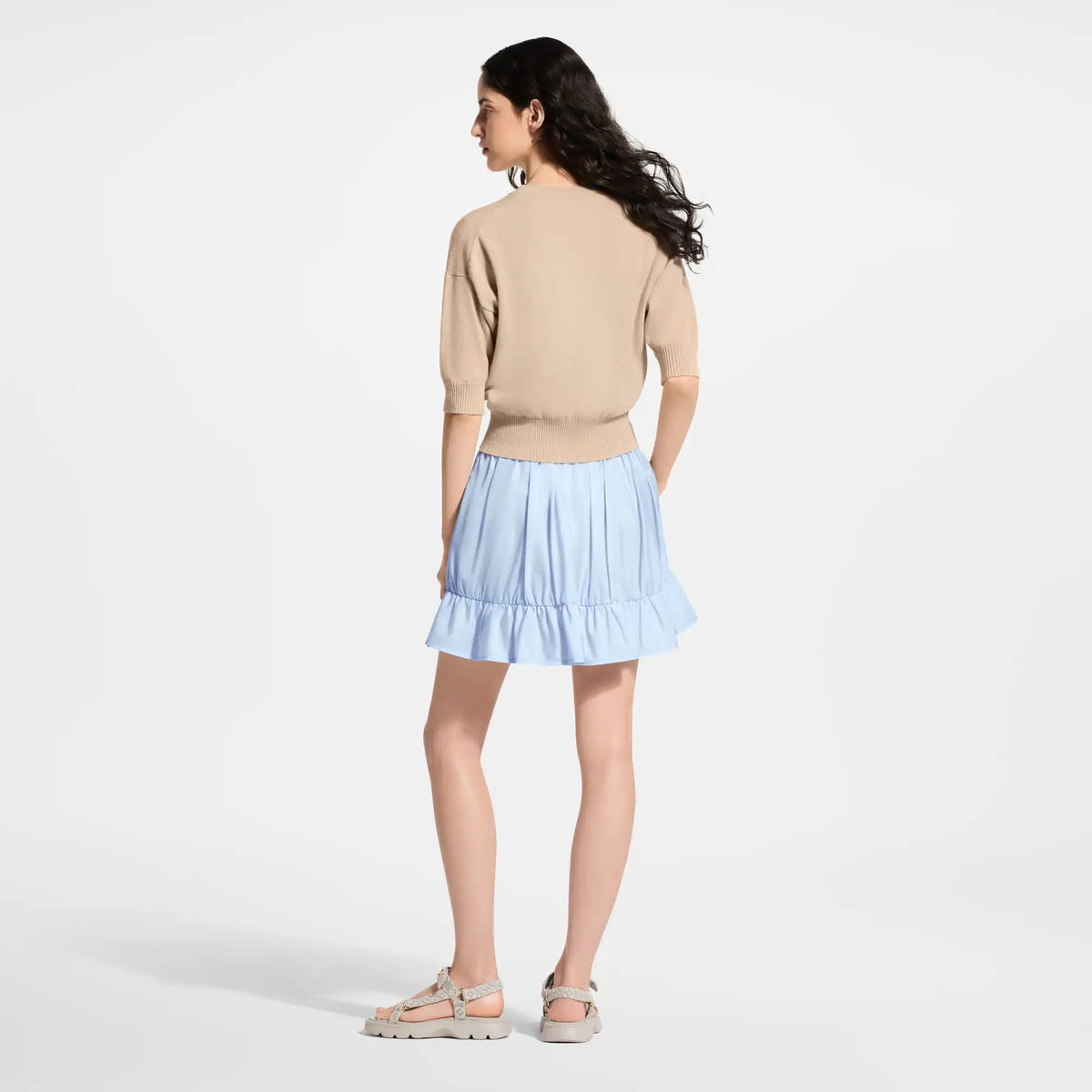 Women's Zipper Front Ruffle Mini Skirt