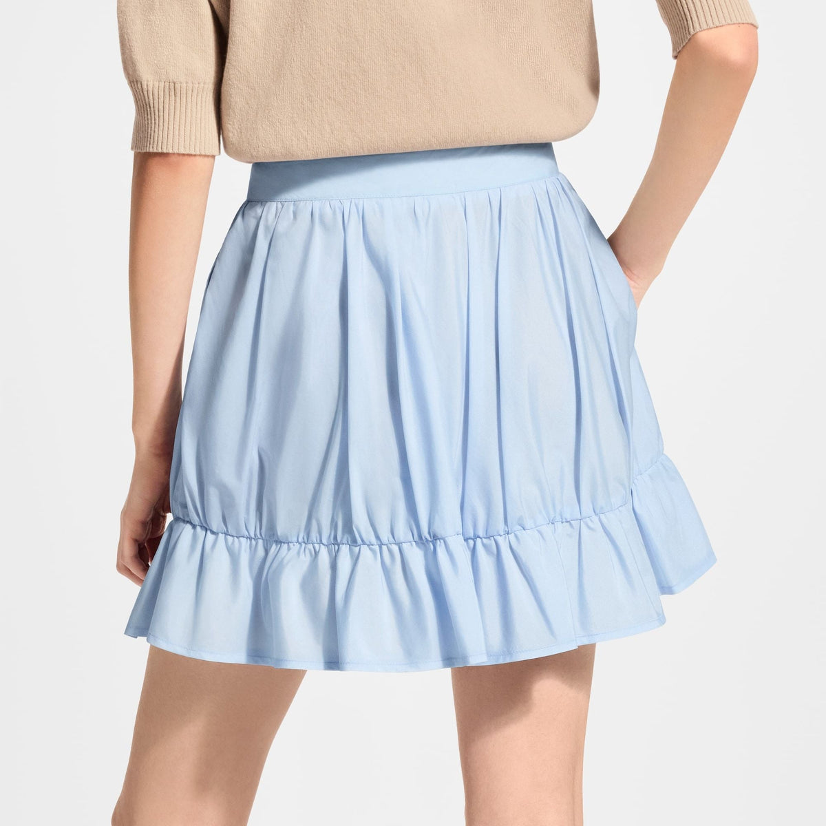 Women's Zipper Front Ruffle Mini Skirt