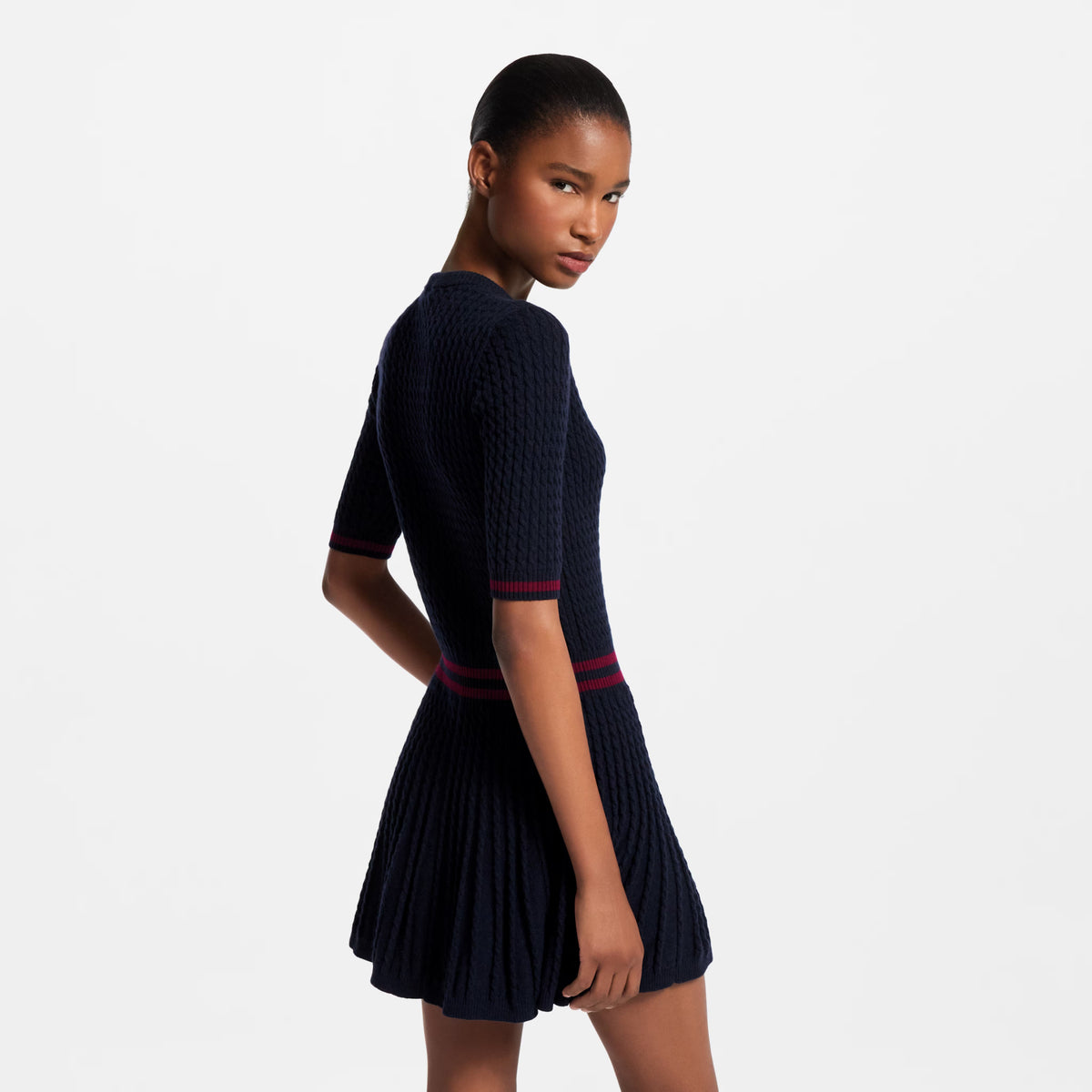 Women's Varsity Stripe Cable Knit Dress