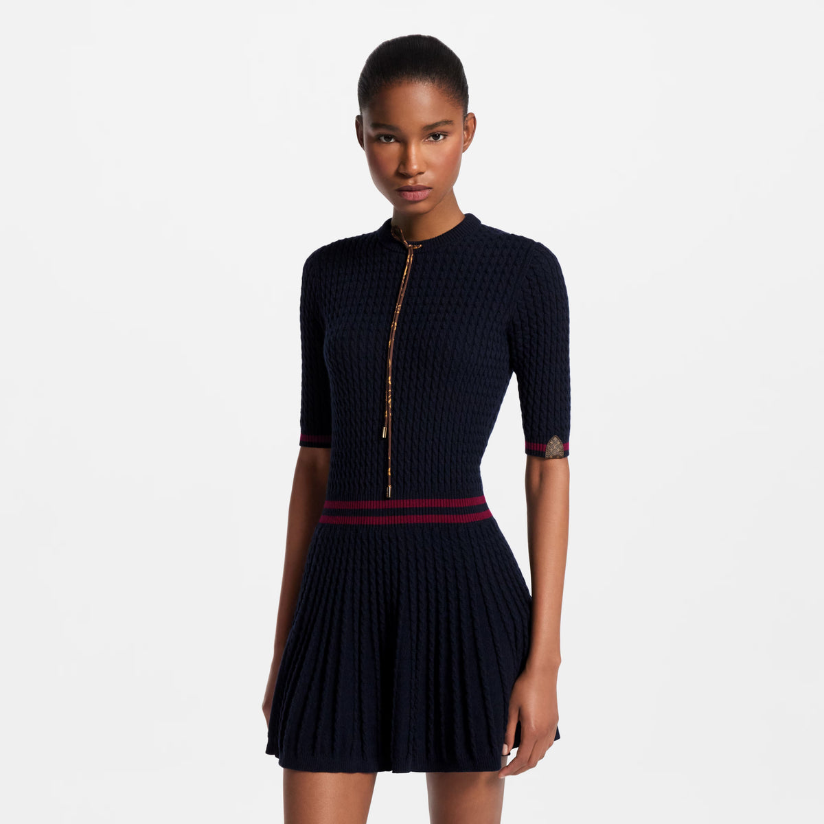 Women's Varsity Stripe Cable Knit Dress