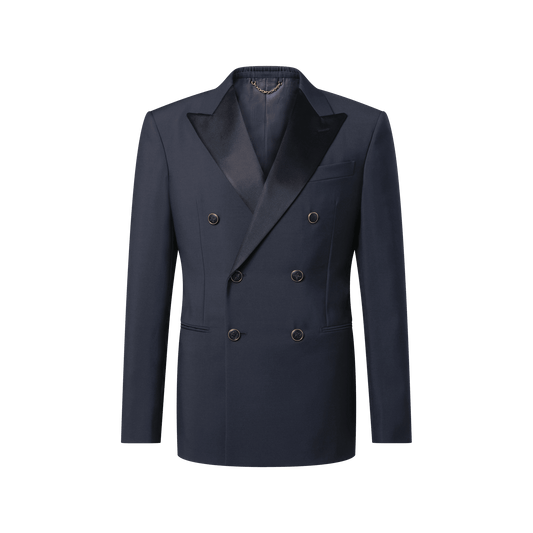 Men's Grain De Poudre Wool Double-Breasted Tuxedo Jacket