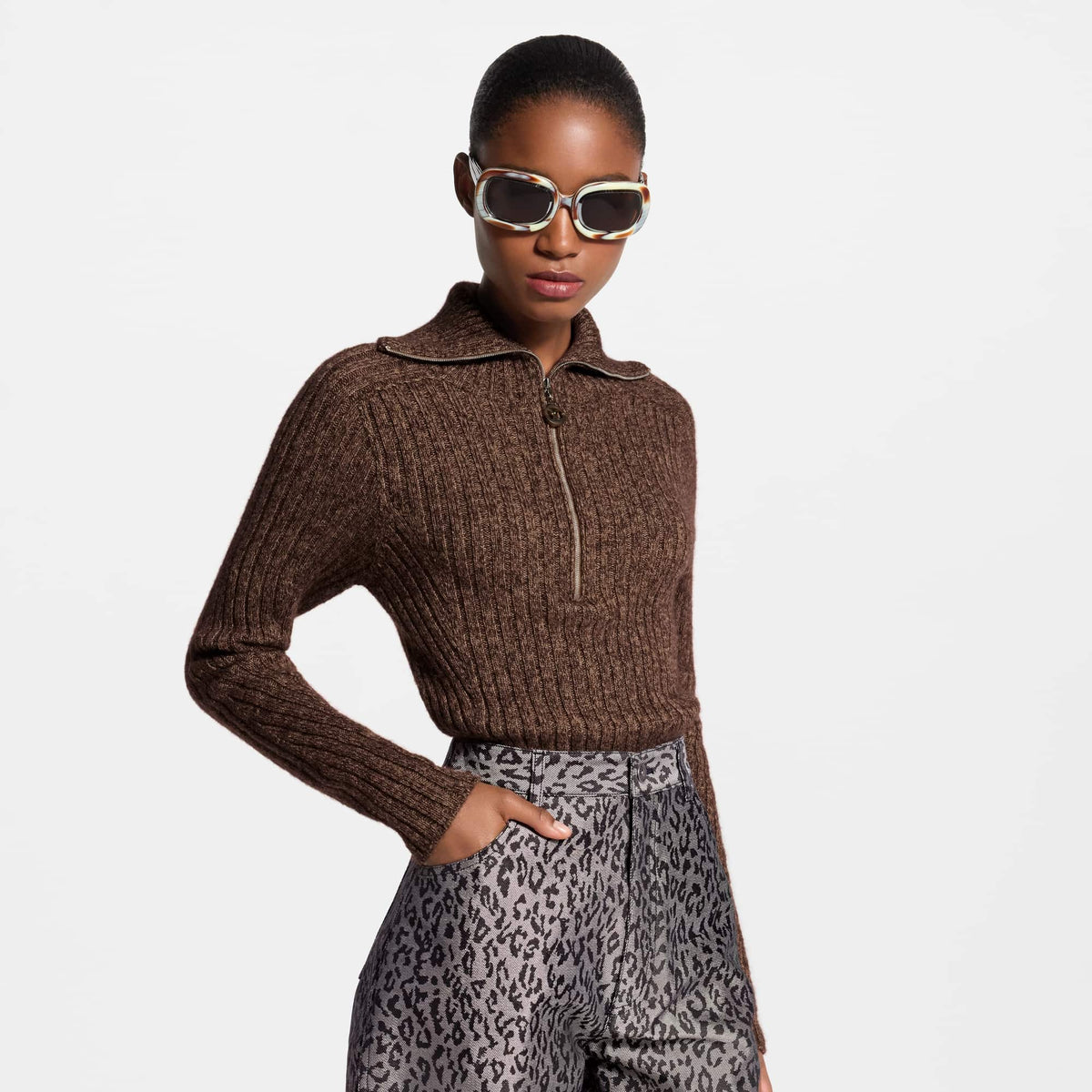 Women's Ribbed Knit Half-Zip Pullover