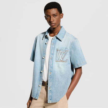 Men's Short-Sleeved Denim Shirt
