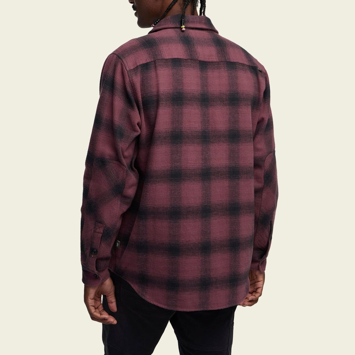 plaid flannel shirt in Emmett Plaid: Plum Wine, fabric close-up