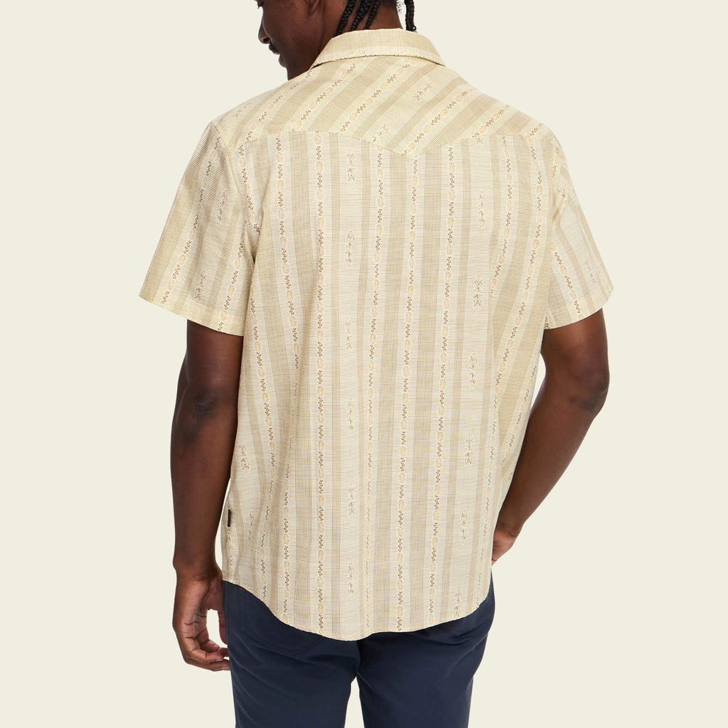 floral cotton pearl snap shirt in Prairie Garland: Dust, fabric close-up