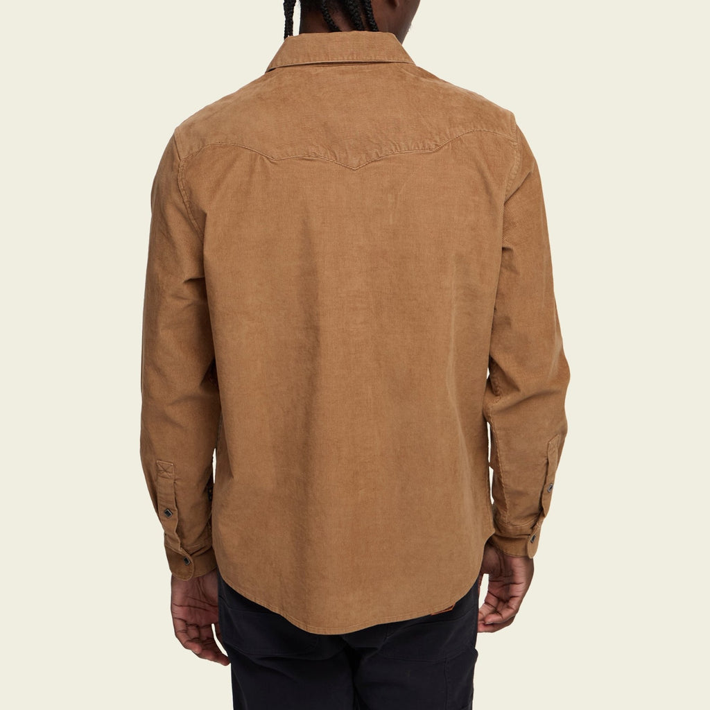 solid corduroy snap shirt in Duck Brown, fabric close-up