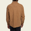 solid corduroy snap shirt in Duck Brown, fabric close-up