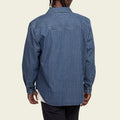 stripe denim snap shirt in Merle Stripe, fabric close-up