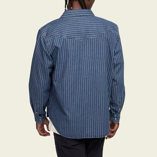 stripe denim snap shirt in Merle Stripe, fabric close-up
