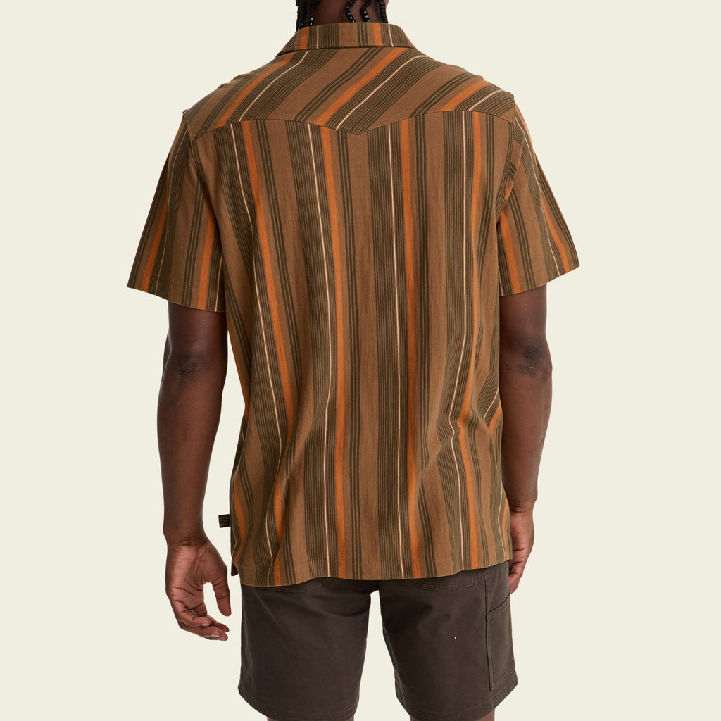 stripe cotton western polo in Old Bill Stripe: Otter, collar detail